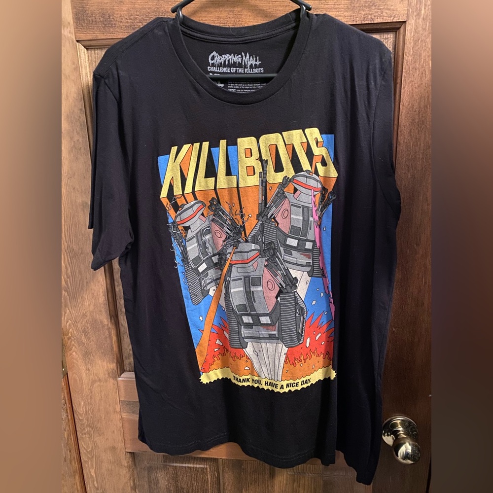 Fright Rags Men’s XL T-Shirt Chopping Mall - Kill Bots - Black